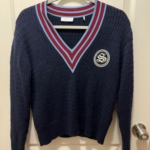 Sandro Oversized sweater with striped neckline